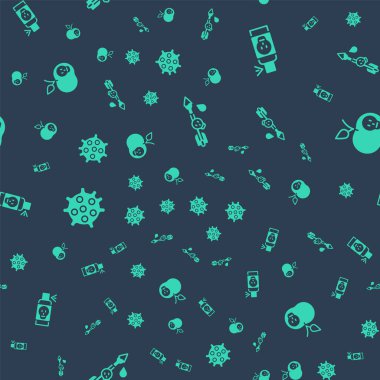 Set Poison on the arrow Spray against insects Bacteria and apple on seamless pattern. Vector.