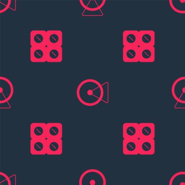 Set Dog pill and Hamster wheel on seamless pattern. Vector.