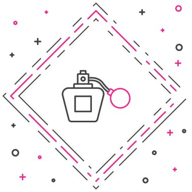 Beyaz arkaplanda çizgi parfüm ikonu izole edildi. Renkli taslak konsepti. Vektör.