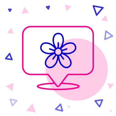 Beyaz arkaplanda çiçek simgesi olan çizgi konumu. Renkli taslak konsepti. Vektör.