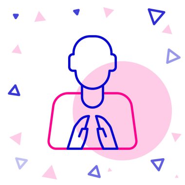 Çizgi Eller dua pozisyonunda beyaz arkaplanda izole edilmiş bir simge. Tanrı 'ya inanç ve umutla dua edin. Renkli taslak konsepti. Vektör.