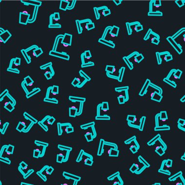 Çizgi masa lambası simgesi siyah arkaplanda izole edilmiş. Vektör.