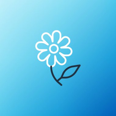 Çizgi Çiçeği simgesi mavi arkaplanda izole edildi. Tatlı doğal yemek. Renkli taslak konsepti. Vektör.