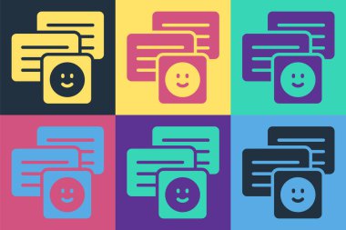 Pop art New chat ileti bildirimi dizüstü bilgisayar simgesi renk arkaplanında izole edildi. Smartphone sohbet mesajları konuşma baloncukları. Vektör.