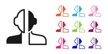 Siyah Bipolar Bozukluğu simgesi beyaz arka planda izole edildi. Simgeleri renklendirin. Vektör.