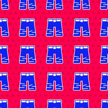Blue Wide pants icon isolated seamless pattern on red background. Trousers sign. Vector.