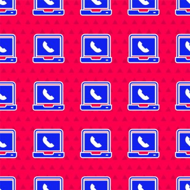 Mavi Telefon 24 saat boyunca kırmızı arka planda izole edilmiş ikon ikonu. Tüm gün müşteri destek merkezi. Tam zamanlı çağrı servisi. Vektör.