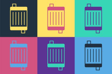 Pop Art Car radyatör soğutma sistemi simgesi renk arkaplanında izole edildi. Vektör.