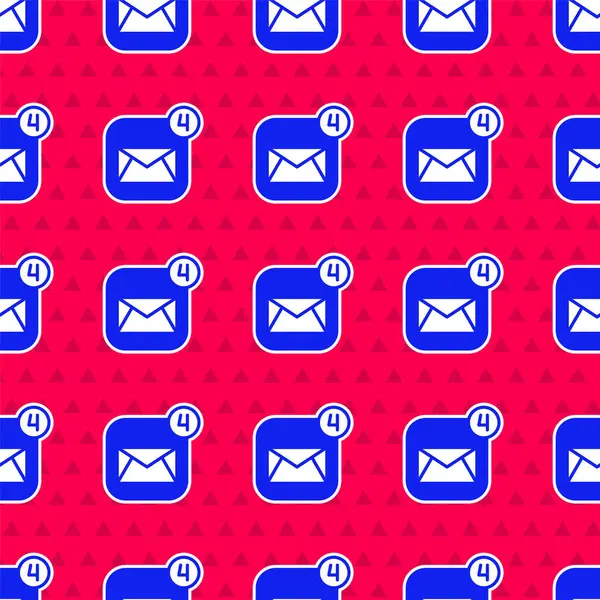 蓝色信封图标在红色背景上隔离无缝图案 收到消息的概念 电子邮件进来的消息 Sms 邮件递送服务 — 图库矢量图片