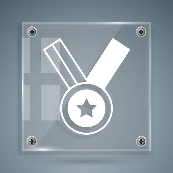 White Medal Icon Isolated Grey Background Winner Achievement Sign Award — Archivo Imágenes Vectoriales