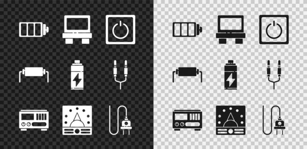 Set Battery Charge Level Indicator Fuse Electric Light Switch Electrical — Image vectorielle