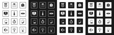 Set Boxing helmet Punching bag gong belt Sport mechanical scoreboard glove and MMA icon. Vector.