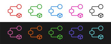Siyah ve beyaz arkaplanda Isometric küp simgesini ayır. Geometrik küp katı simge. 3 boyutlu kare işareti. Kutu sembolü. Vektör.