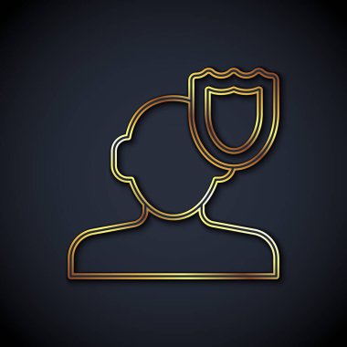 Altın çizgili psikoloji ikonu siyah arkaplanda izole edilmiş. Psi sembolü. Akıl sağlığı konsepti, psikanaliz analizi ve psikoterapi. Vektör.