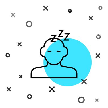 Siyah çizgi rüya simgesi beyaz arkaplanda izole edildi. Uyku, dinlenme, rüya kavramı. Dinlenmek ve rahatlamak için. Rastgele dinamik şekiller. Vektör.