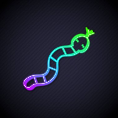 Parlayan neon hattı Yılan simgesi siyah arkaplanda izole edildi. Vektör.