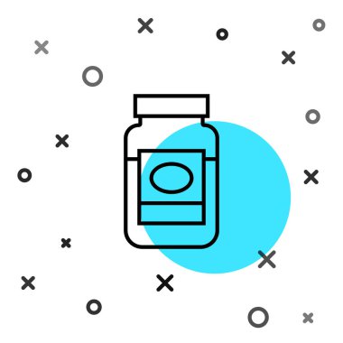 Siyah çizgi reçel kavanozu simgesi beyaz arkaplanda izole edildi. Rastgele dinamik şekiller. Vektör.