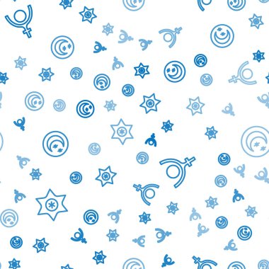 Set line Falling star Symbol Pluto and Moon and stars on seamless pattern. Vector.