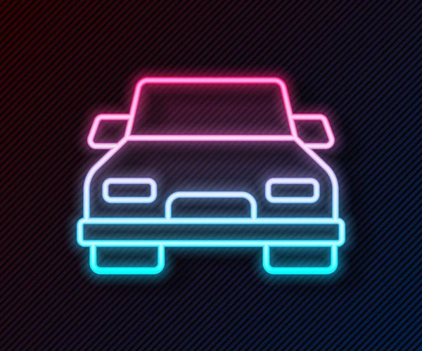 Gloeiende Neon Lijn Auto Pictogram Geïsoleerd Zwarte Achtergrond Vector — Stockvector
