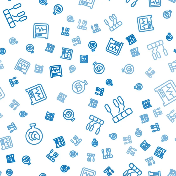 Set line Exhibition with minerals rocks Soil analysis and Seismograph on seamless pattern. Vector.