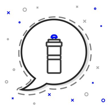 Beyaz arka planda su ikonu olan çizgi sporu şişesi. Renkli taslak konsepti. Vektör.