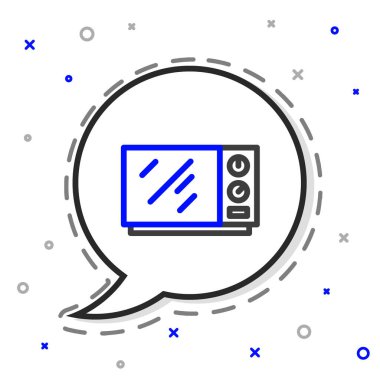 Mikrodalga fırın ikonu beyaz arkaplanda izole edildi. Ev aletleri simgesi. Renkli taslak konsepti. Vektör.