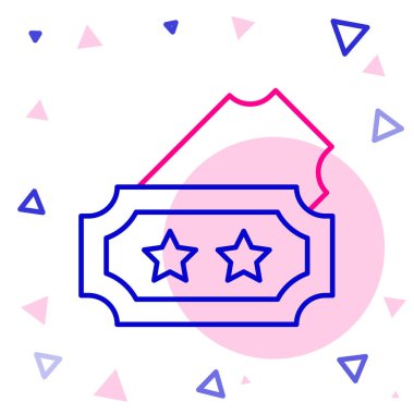 Satır Bilet simgesi beyaz arkaplanda izole edildi. Eğlence parkı. Renkli taslak konsepti. Vektör.