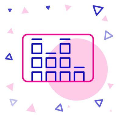 Çizgi Müzik eşitleyici simgesi beyaz arkaplanda izole edildi. Ses dalgası. Ses dijital dengeleyici teknolojisi, konsol paneli, nabız müzikali. Renkli taslak konsepti. Vektör.