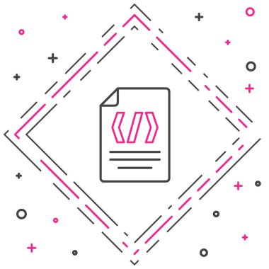 Satır ikili kod simgesi beyaz arkaplanda izole edildi. Renkli taslak konsepti. Vektör.