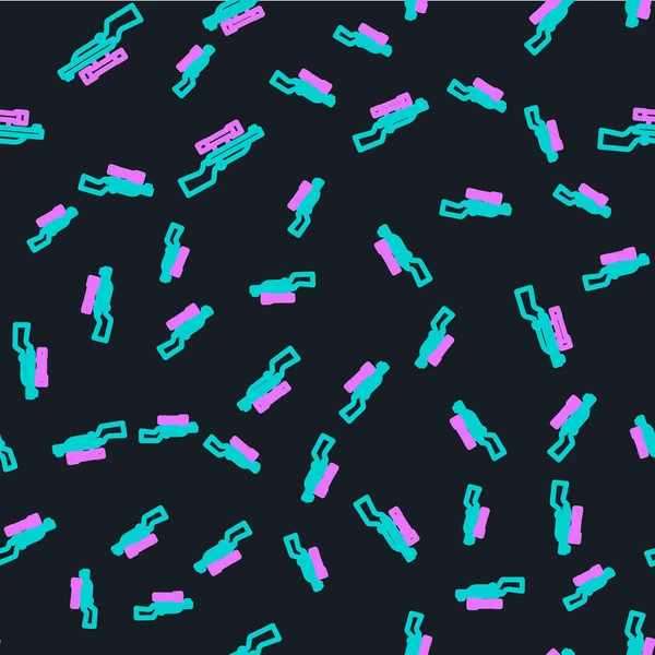 Dürbün ikonlu çizgi nişancısı tüfeği siyah arka planda iz bırakmış. Vektör.