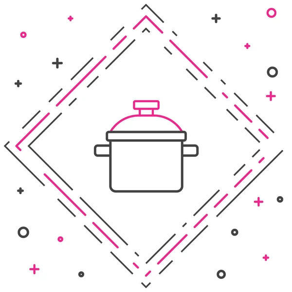 线形烹饪壶图标隔离在白色背景 蒸煮或炖煮食品的象征 五彩缤纷的概念 — 图库矢量图片