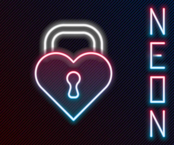 Glowing Neon Line Castle Shape Heart Icon Isolated Black Background — Vector de stock