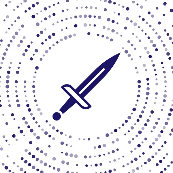 Mavi Hançer simgesi beyaz arkaplanda izole edildi. Bıçak ikonu. Keskin bıçaklı kılıç. Soyut çember rastgele noktalar. Vektör.