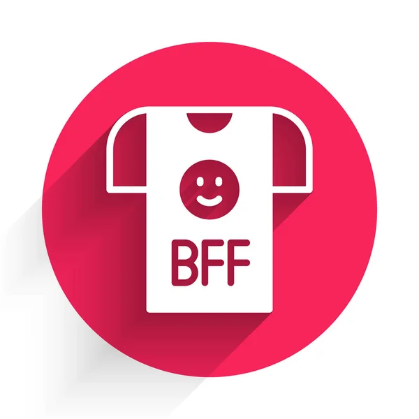 白Bffや親友永遠に長い影で隔離されたアイコン 赤い丸ボタン ベクトル — ストックベクタ