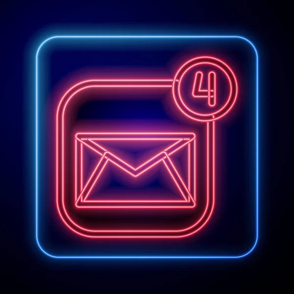 Glowing Neon Envelope Icon Isolated Black Background Received Message Concept — Stock Vector