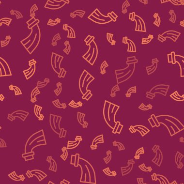 Brown line Aquarius zodiac sign icon isolated seamless pattern on red background. Astrological horoscope collection. Vector.