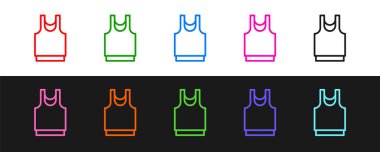 Set line Undershirt icon isolated on black and white background. Vector.