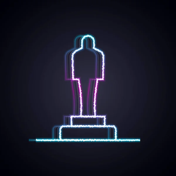 Glowing Neon Line Printer Model Icon Isolated Black Background Printing — ストックベクタ