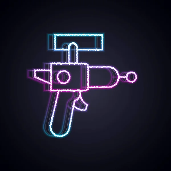 Leuchtende Leuchtschrift Ray Pistole Symbol Isoliert Auf Schwarzem Hintergrund Laserwaffe — Stockvektor