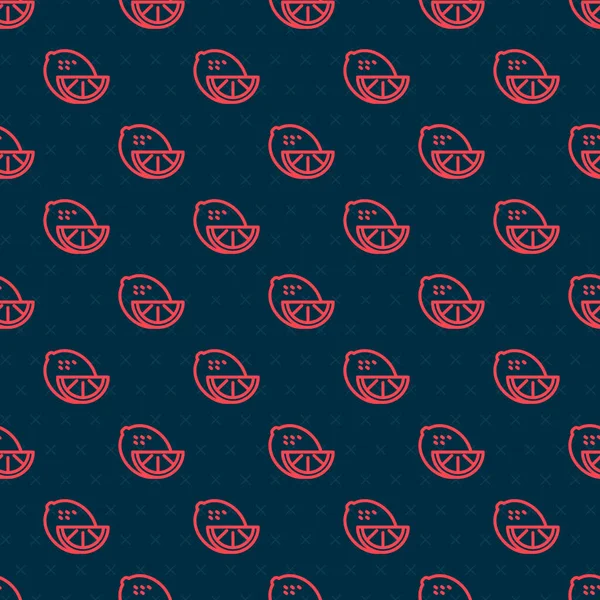 Kırmızı çizgi Lemon simgesi siyah arkaplanda kusursuz desen izole etti. Vektör.