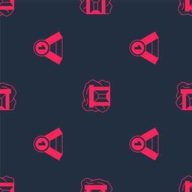 Set Gold medal and mine on seamless pattern. Vector.