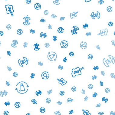 Set line Garbage bag with recycle Tree and Apple core on seamless pattern. Vector.