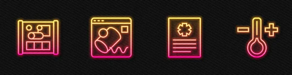 Set Line Patient Record Graphing Paper Engineering Data Visualisation Thermometer — Archivo Imágenes Vectoriales