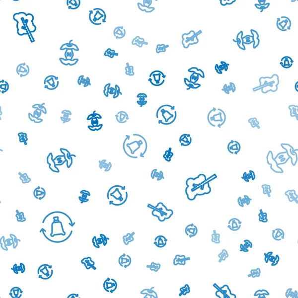 Set line Garbage bag with recycle Tree and Apple core on seamless pattern. Vector.