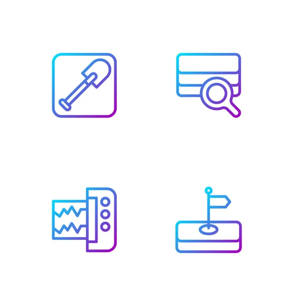 Set Line Flag Seismograph Shovel Soil Analysis Gradient Color Icons — Stockový vektor