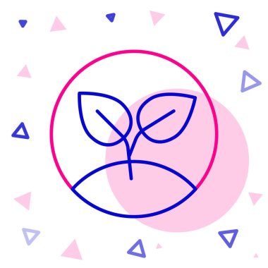 Beyaz arkaplanda çizgi filizi simgesi izole edildi. Tohum ve tohum. İşaret bırakıyor. Yaprak doğası. Renkli taslak konsepti. Vektör.