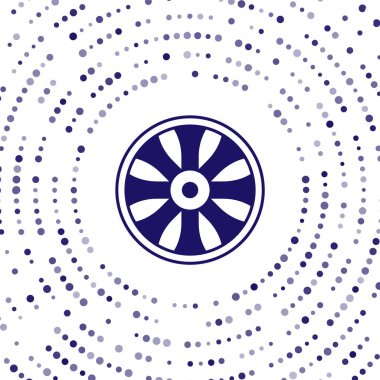 Beyaz arka planda izole edilmiş araba simgesi için mavi alçı tekerleği. Soyut çember rastgele noktalar. Vektör.