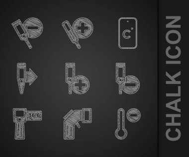 Set Digital thermometer Meteorology Celsius and icon. Vector.