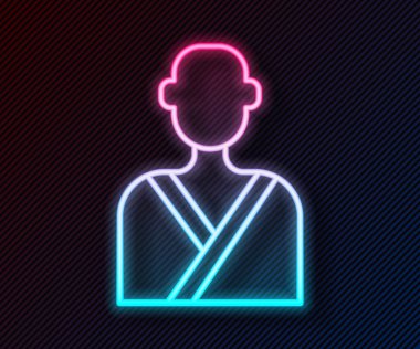 Sauna simgesindeki parıldayan neon hattı adamı siyah arkaplanda izole edildi. Vektör.