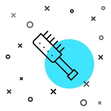 Black line Sauna brush icon isolated on white background. Wooden brush with coarse bristles for washing in the bath. Anti cellulite massage. Random dynamic shapes. Vector.